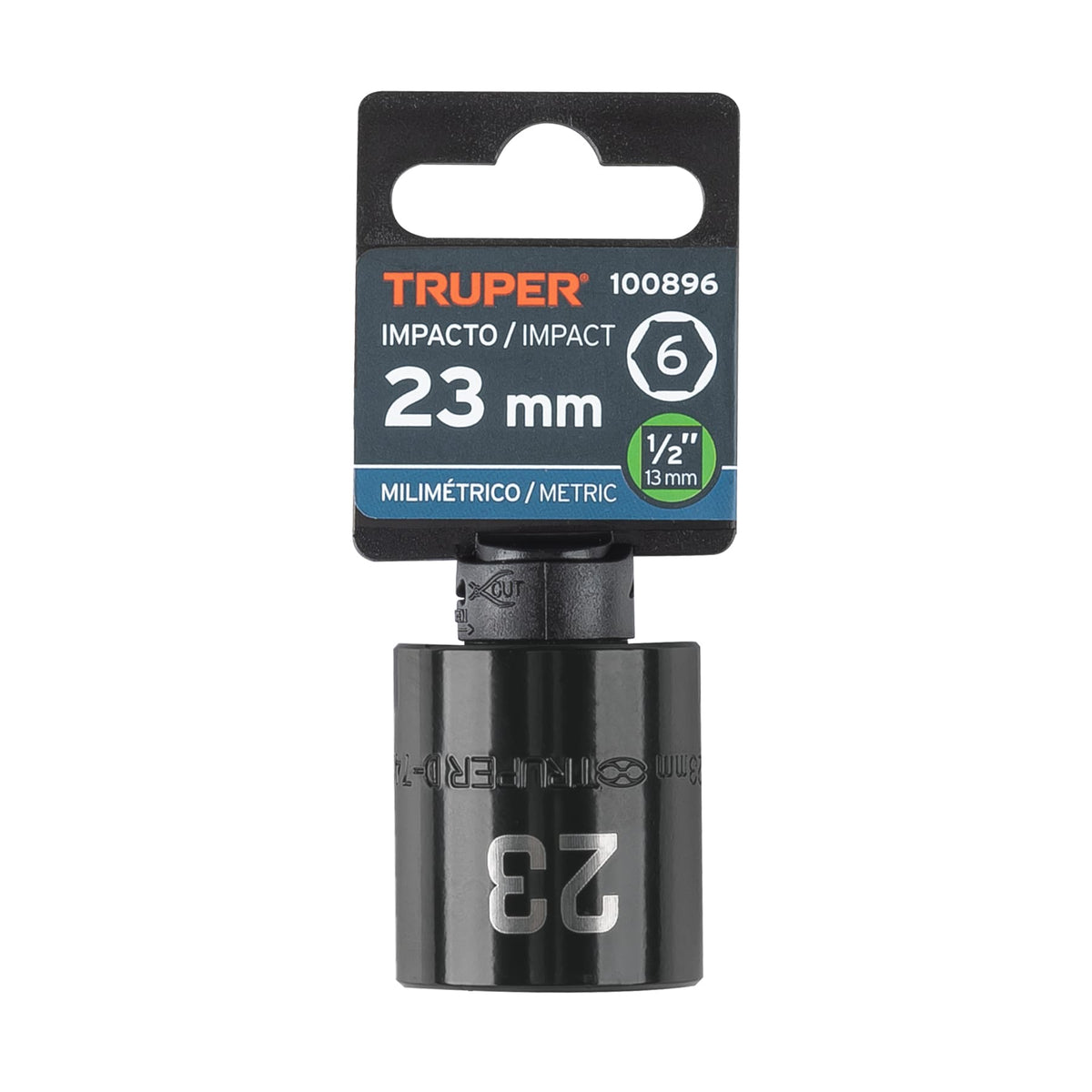 Dado de impacto de 23 mm, 6 puntas, cuadro 1/2', TRUPER — foto oficial 2