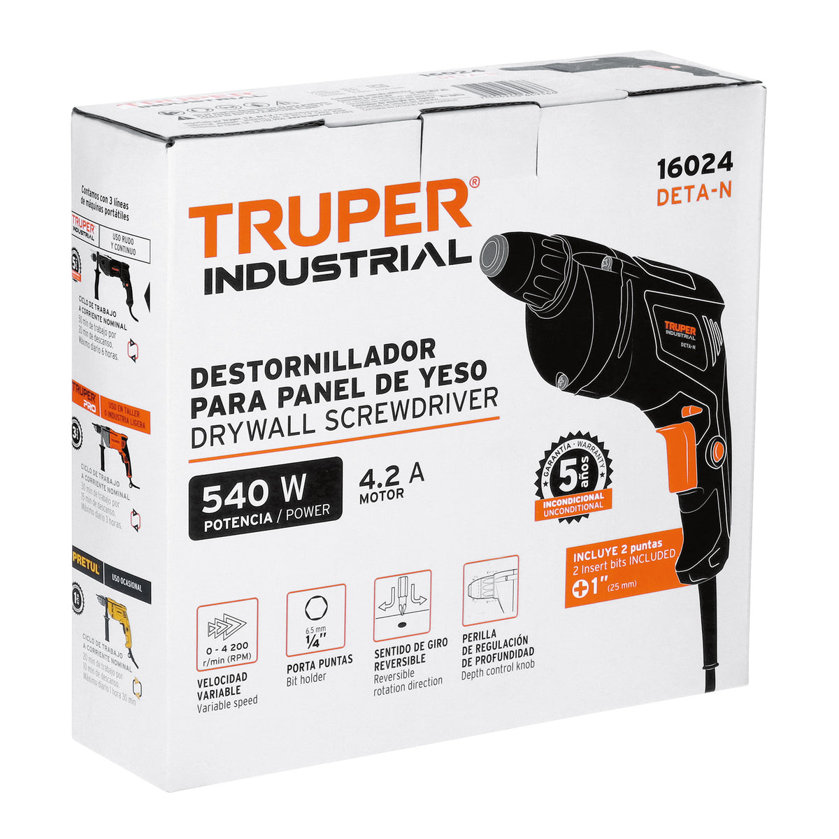 Destornillador para panel de yeso 540W TRUPER INDUSTRIAL — foto oficial 2