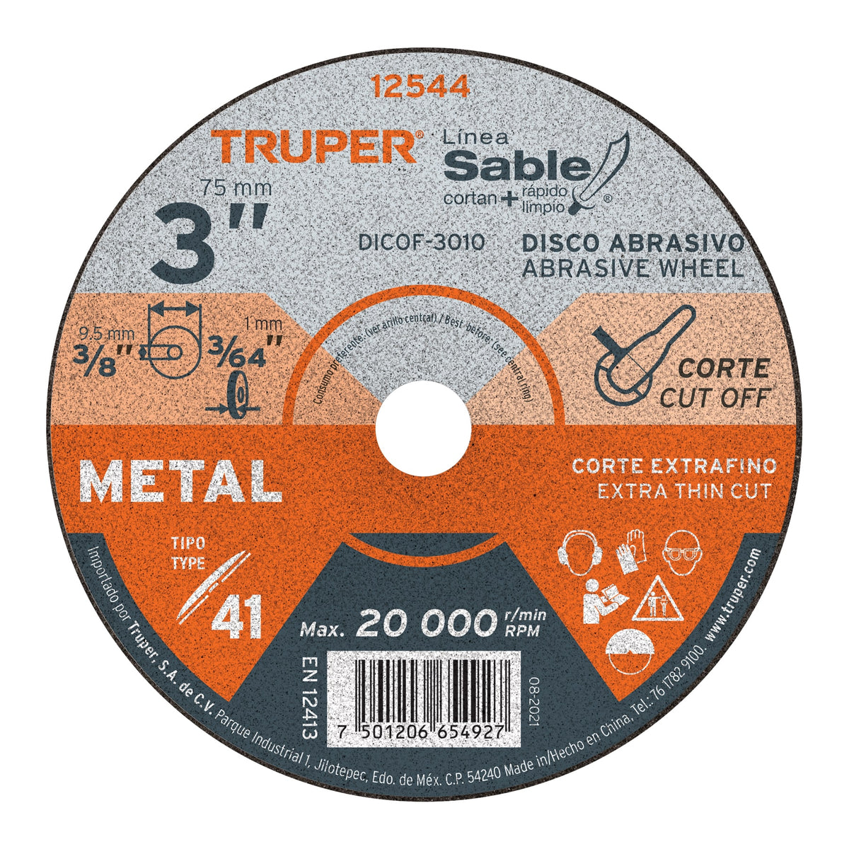 Disco abrasivo de corte preciso metal 3' x 1 mm TRUPER — foto oficial 1
