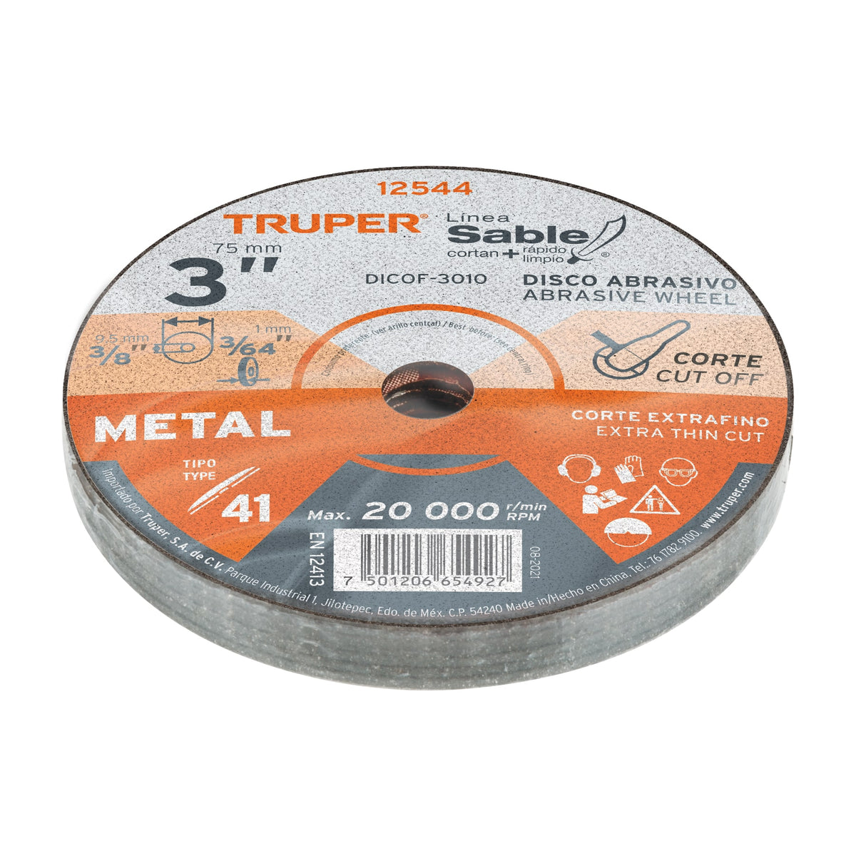 Disco abrasivo de corte preciso metal 3' x 1 mm TRUPER — foto oficial 2