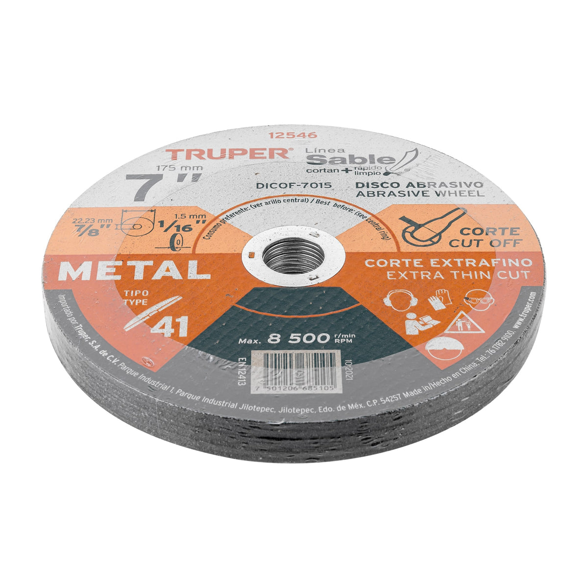 Disco abrasivo de corte preciso metal 7' x 1.5 mm TRUPER — foto oficial 2
