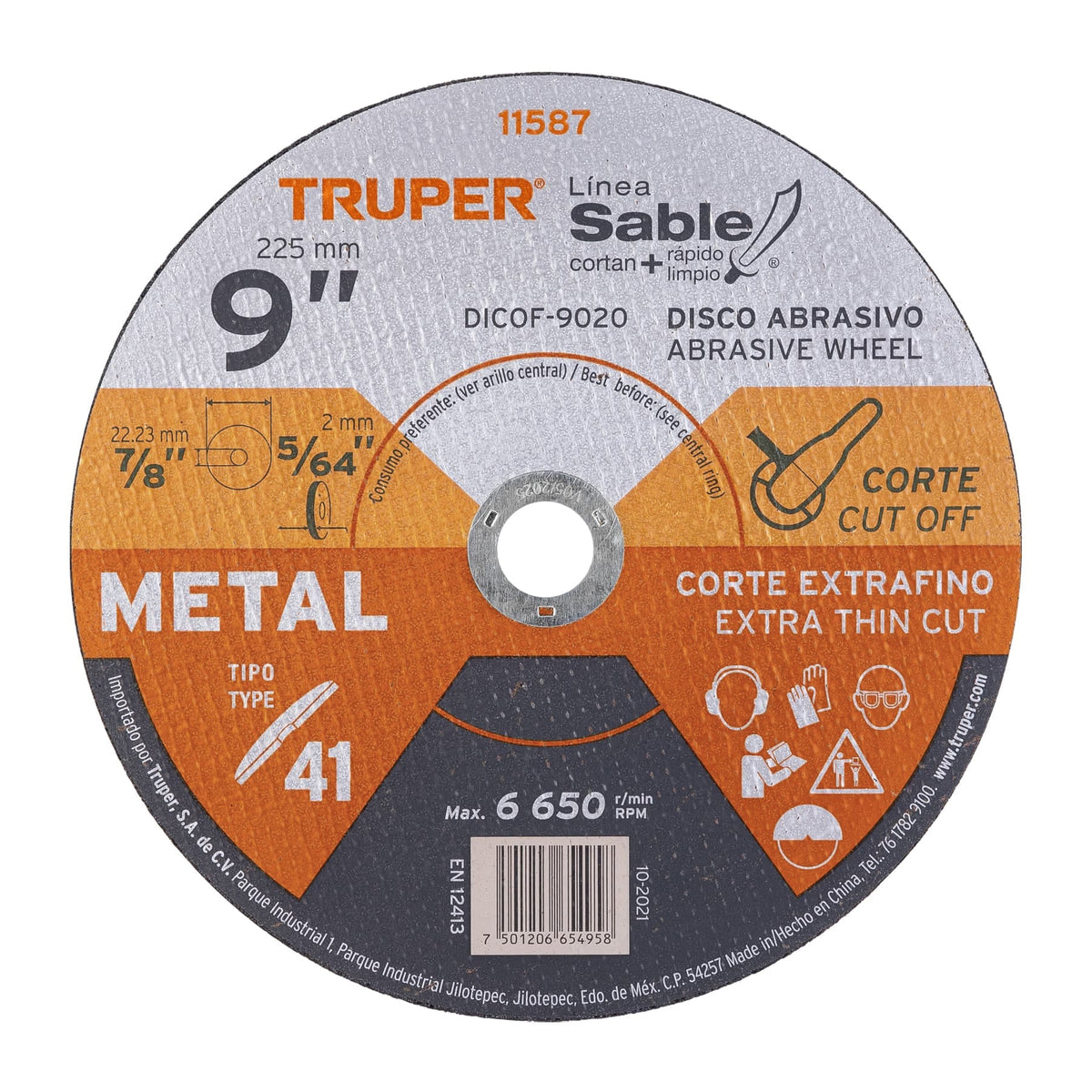 Disco abrasivo de corte preciso metal 9' x 2 mm TRUPER — foto oficial 1