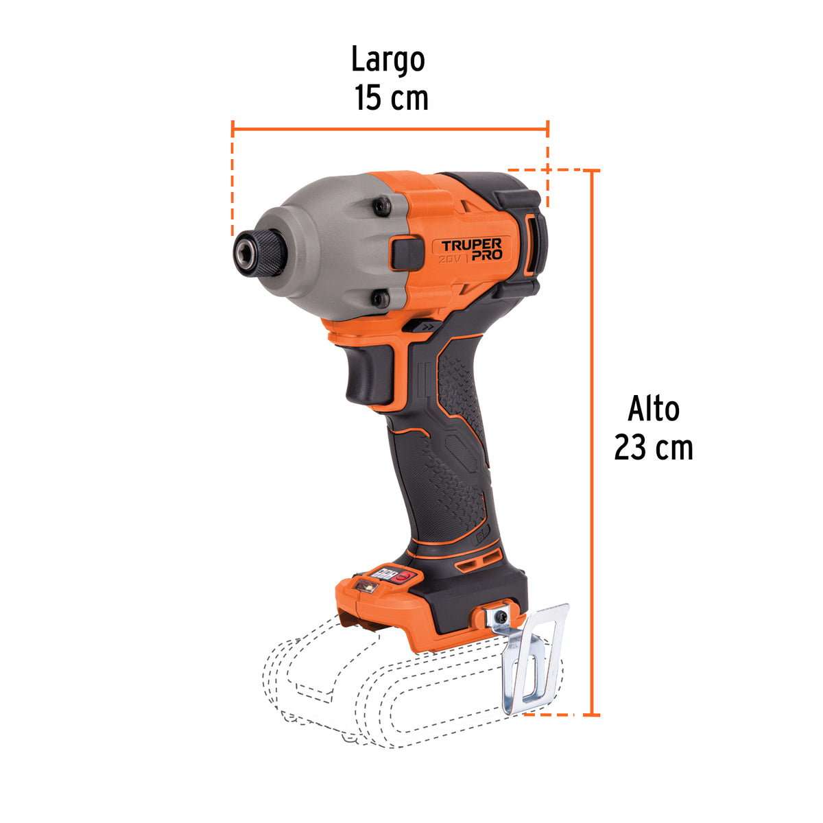 Destornillador de impacto 1/4', 20V, sin accesorios, PRO, Truper, SKU 103254 — vista 4