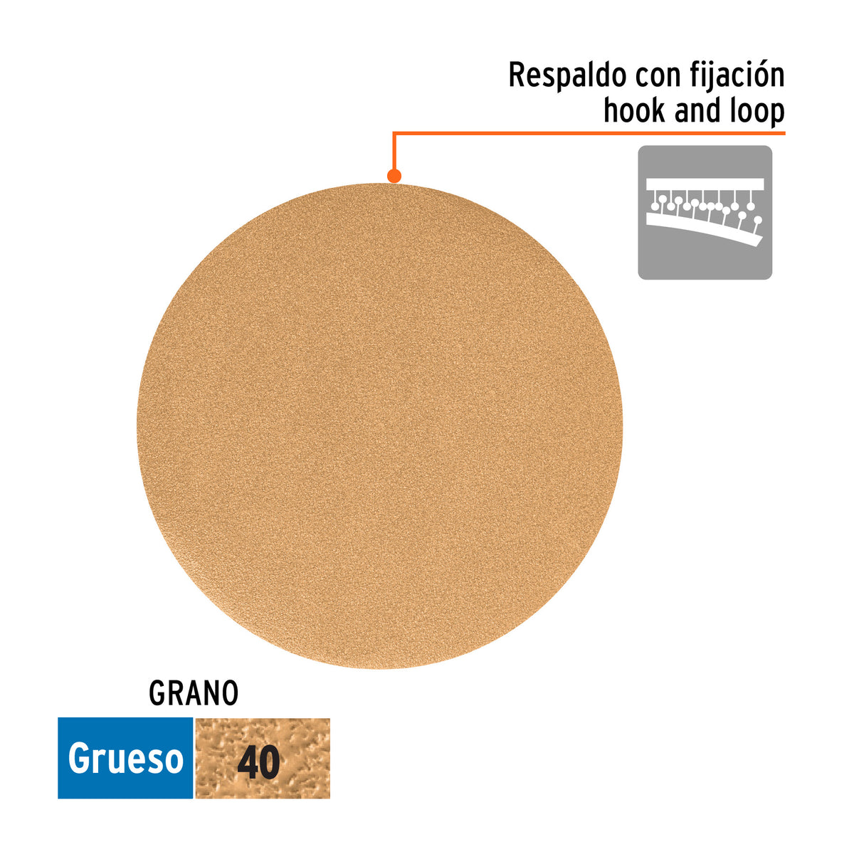 Paquete con 5 discos de lija 6' grano 40, ciegos, TRUPER, Truper, SKU 103407 — vista 3