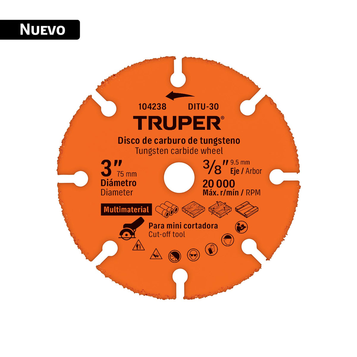 Disco 3' multimaterial de carburo de tungsteno, TRUPER — foto oficial 1
