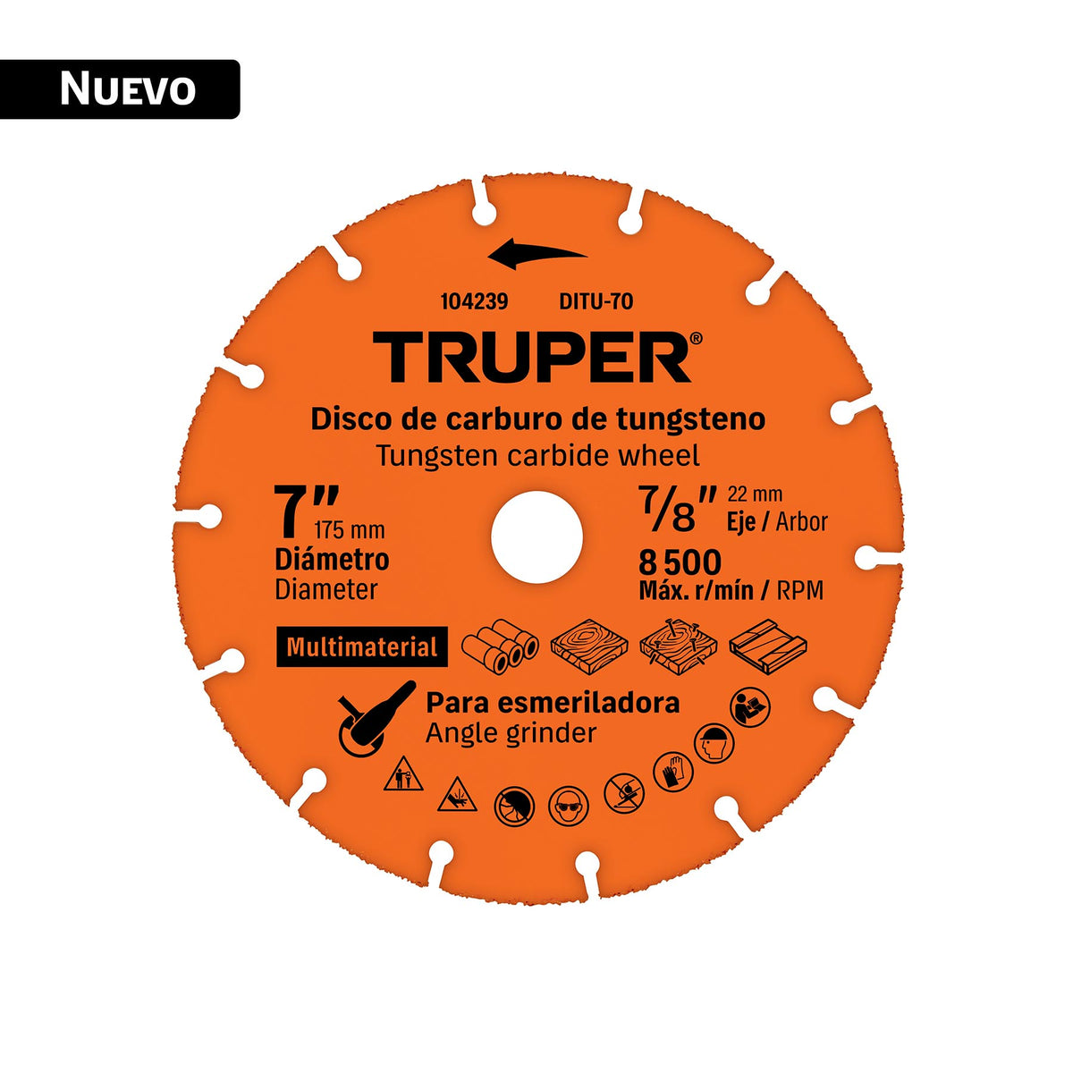 Disco 7' multimaterial de carburo de tungsteno, TRUPER — foto oficial 1