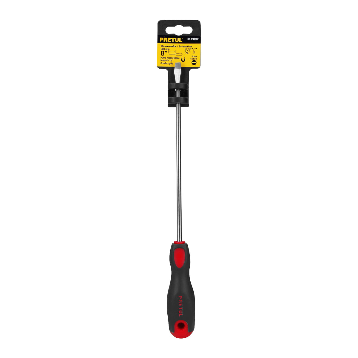 DESARMADOR PLANO 1/4" X 8" MANGO COMFORT GRIP PRETUL 21482 DR-1/4X8BP
