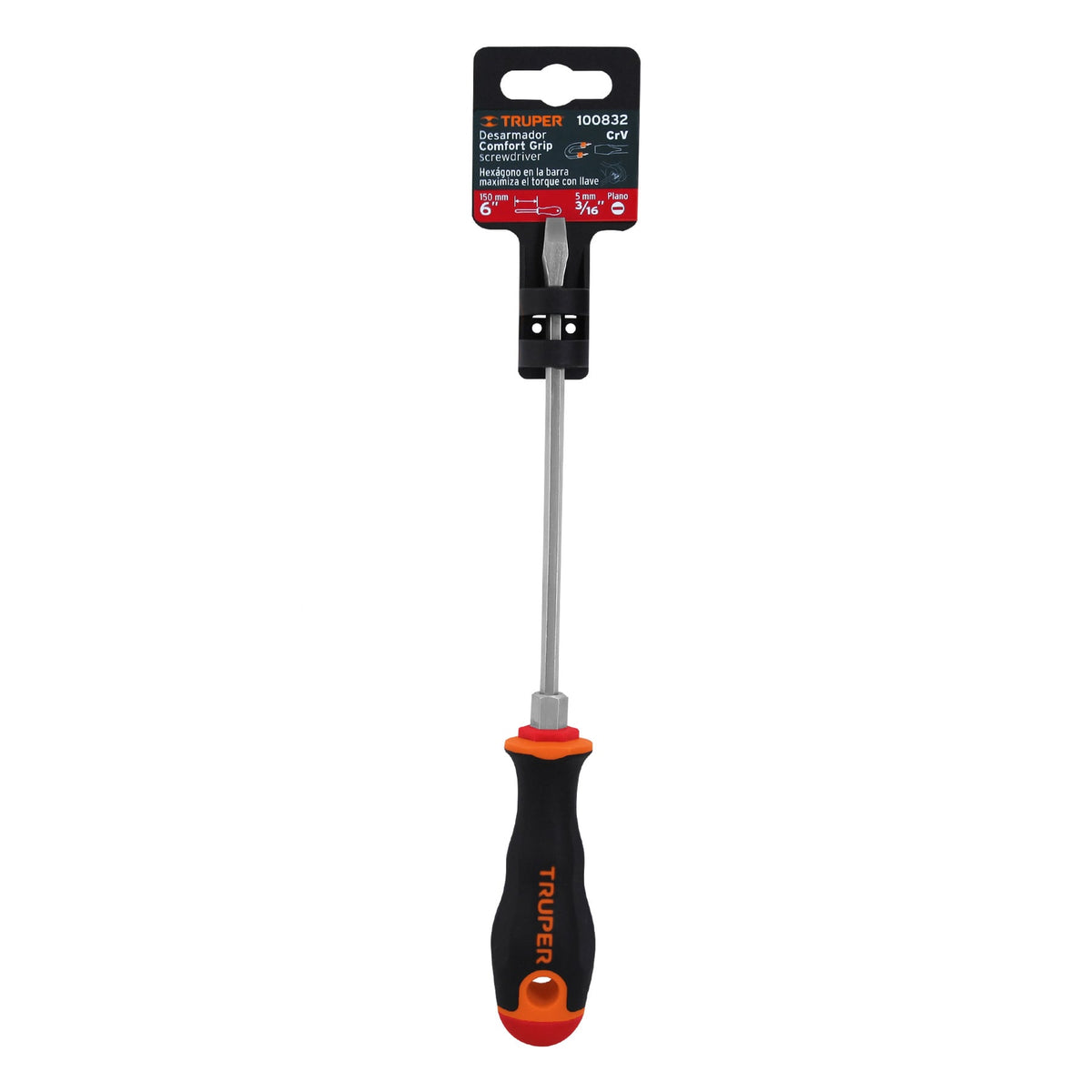Desarmador plano 3/16' x 6' mango Comfort Grip, TRUPER — foto oficial 2