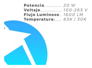 Panel LED Slim Ajustable 20W 100-265V 1800LM 65K PLAJ20W