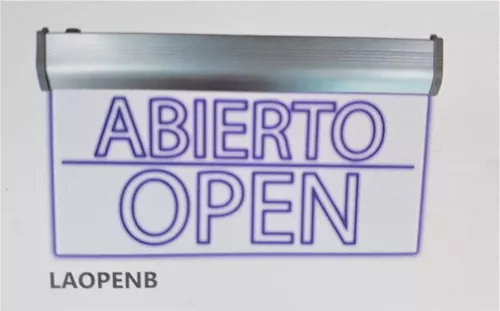 Letrero LED Abierto/Open Azul 127v Emergencia Abierto Open 4W 90-265V