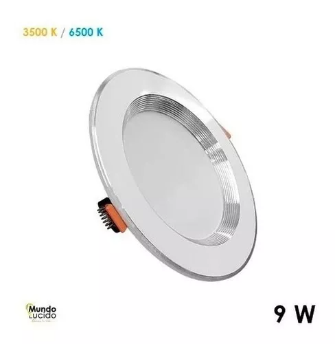 Spot Base Empotrable Panel LED Para Techo  Bote Foco Blanco Cálido 9W 127V 35K Carcaza Blanca con Satinado