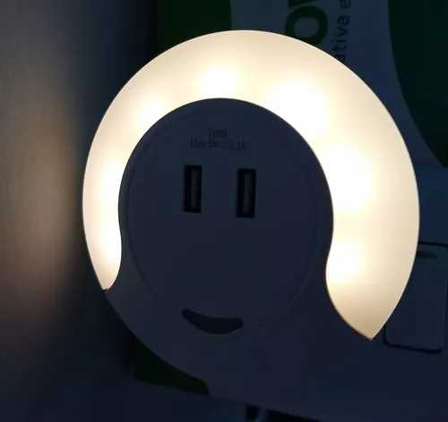 LUZ DE NOCHE LED CON 2 PUERTOS USB 1W 100-240V 30K