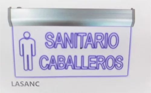 Letrero LED Sanitario Caballeros Azul Emergencia 4W 90-265V