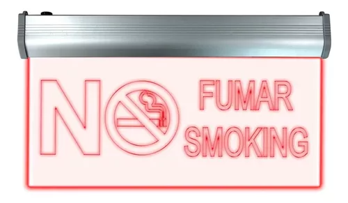 Letrero LED No Fumar/smoking Rojo Recargable Emergencia 4W 90-265V