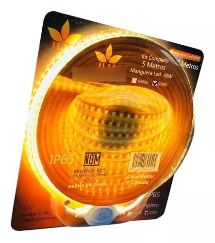 BLISTER MANGUERA LED 5MTS LUZ CÁLIDA 40W 127V 30K