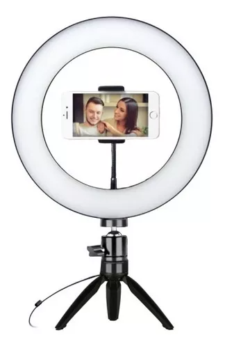 ARO DE LUZ PARA CELULAR CON TRIPIE 3 TEMPERATURAS 8W 400LM 30K/41K/65K 57177