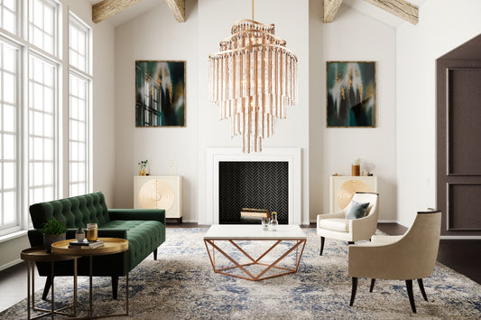 Candil Desirée Dorado de 18 Luces 3.2m 90-130V E12 Q58508-GD