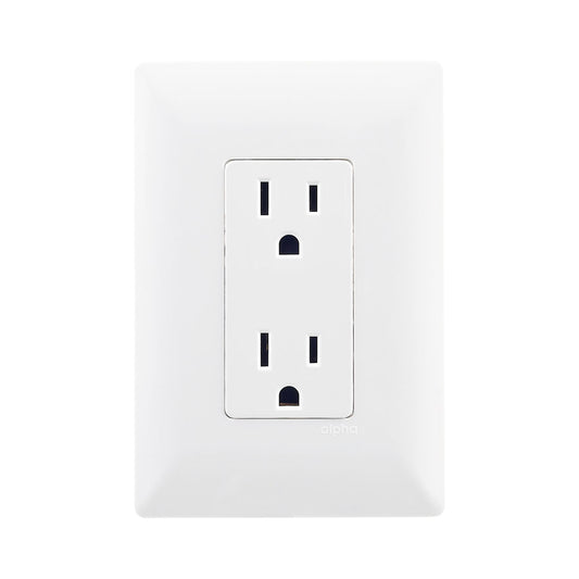 CONTACTO DUPLEX CON PLACA ALPHA BLANCO