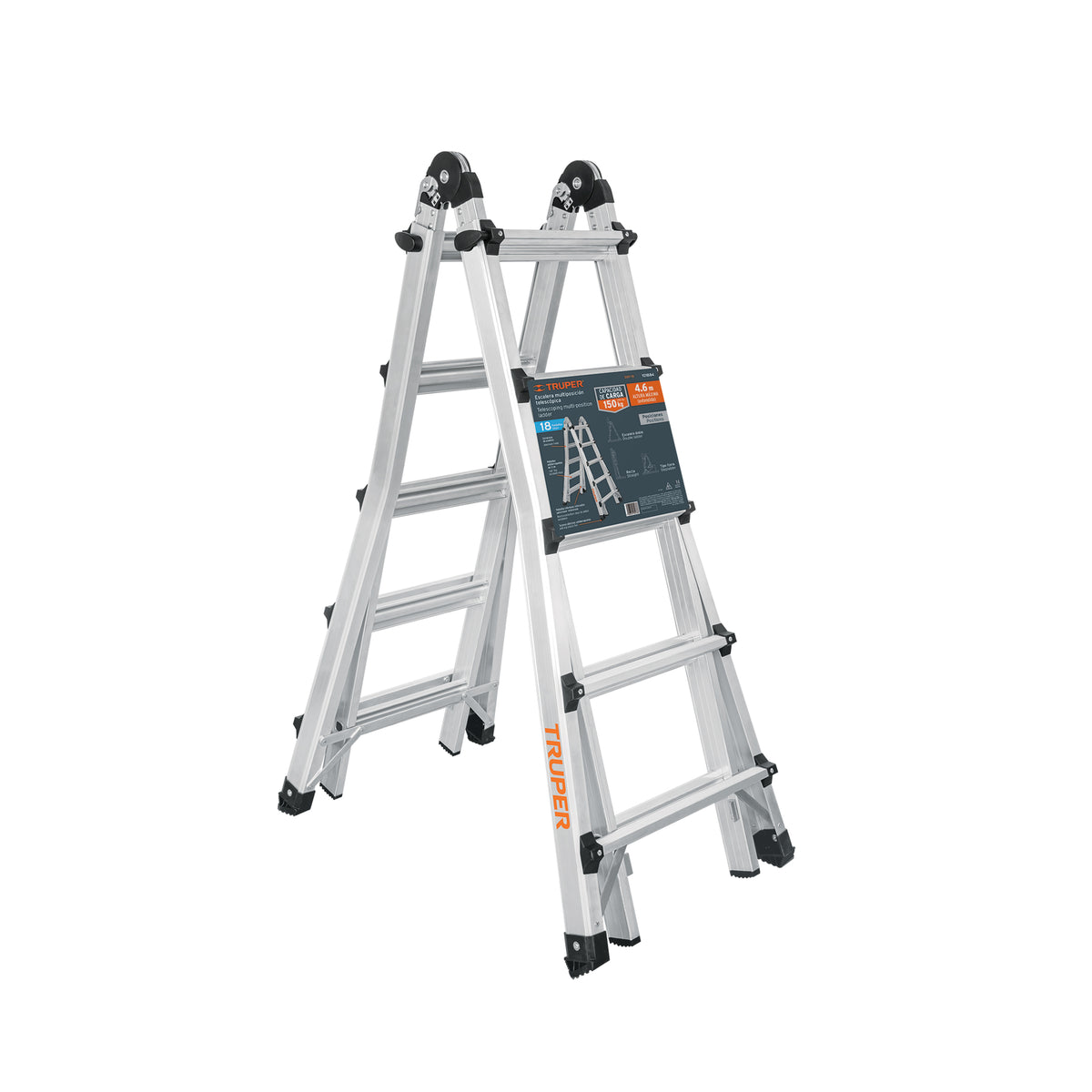 Multiescalera telescópica, 4.5 m, capacidad de carga 150 kg, Truper, SKU 101884