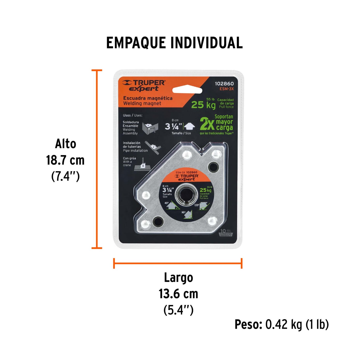 Escuadra magnética para soldar de 3-1/4' carga 25 kg, EXPERT, Expert, SKU 102860 — vista 5
