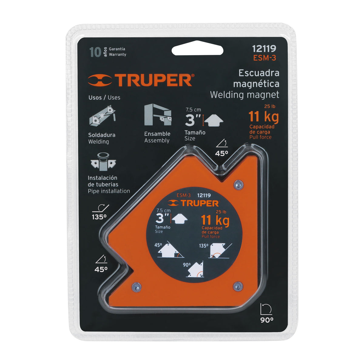 Escuadra magnética para soldar de 3', carga 11 kg, TRUPER — foto oficial 2