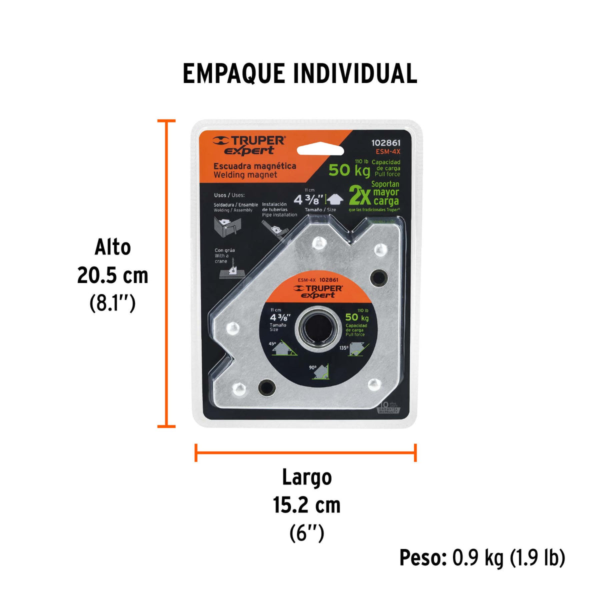 Escuadra magnética para soldar de 4-3/8' carga 50 kg, EXPERT, Expert, SKU 102861 — vista 5