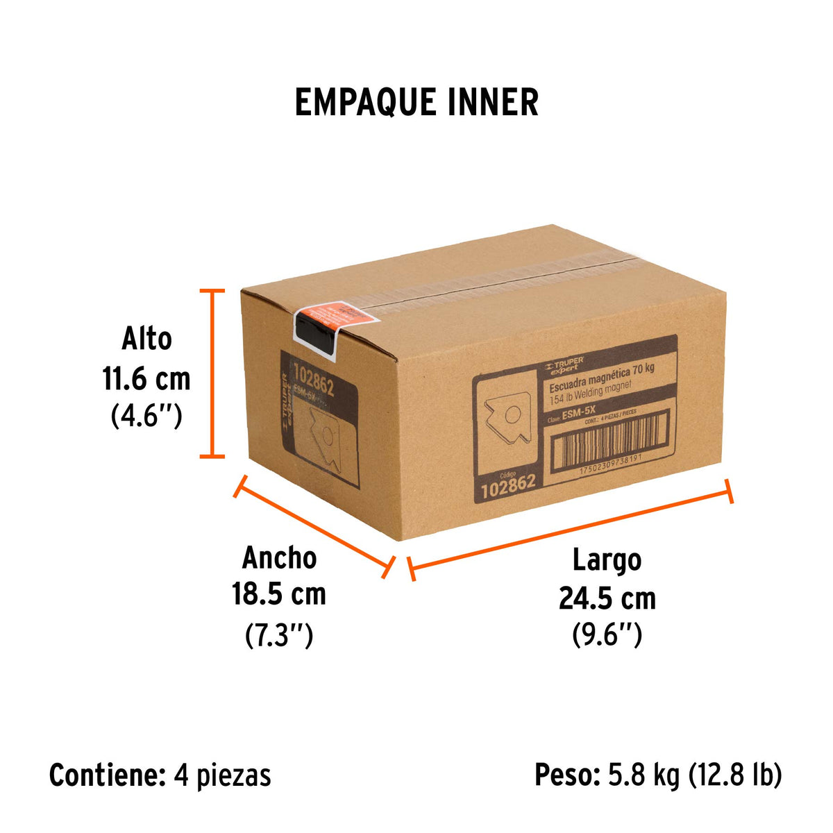 Escuadra magnética para soldar de 5-1/2' carga 70 kg, EXPERT, Expert, SKU 102862 — vista 6