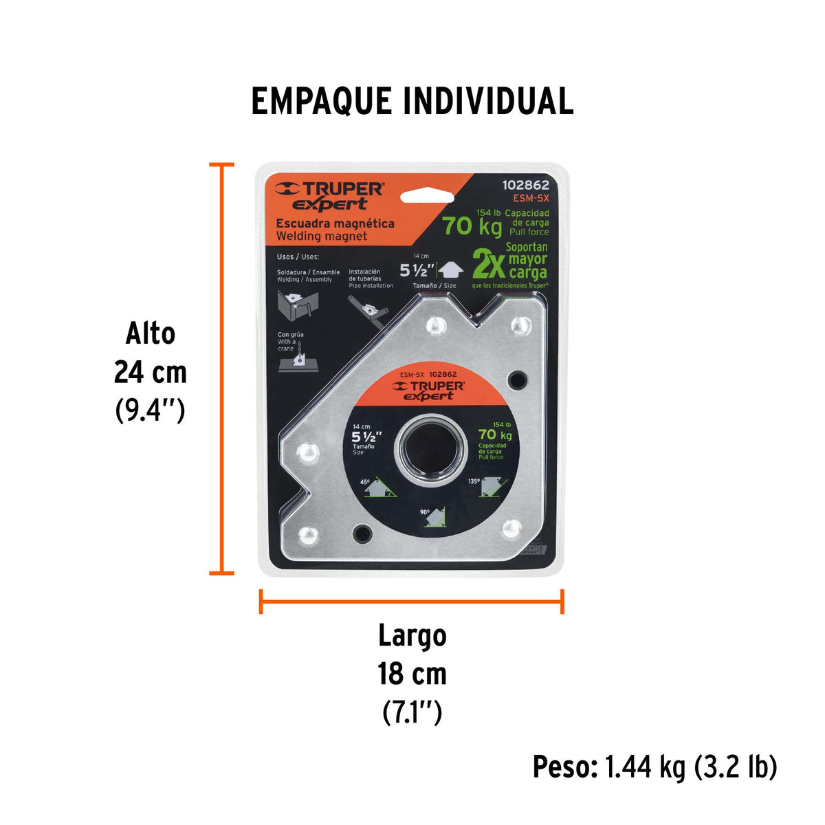 Escuadra magnética para soldar de 5-1/2' carga 70 kg, EXPERT, Expert, SKU 102862 — vista 5