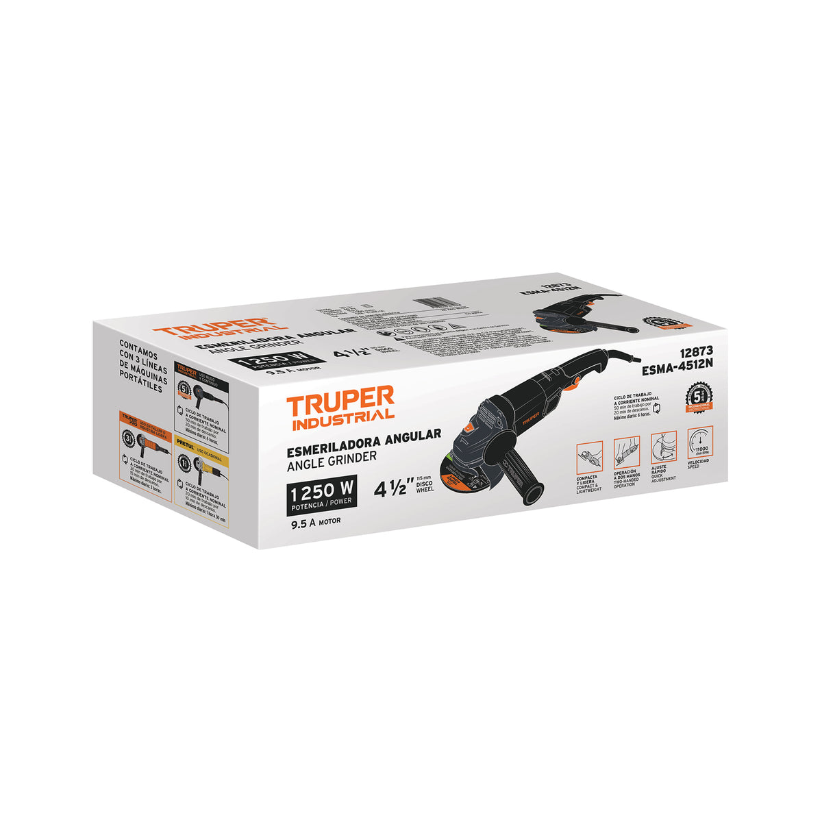 Esmeriladora angular 4-1/2' 1250W TRUPER INDUSTRIAL — foto oficial 2