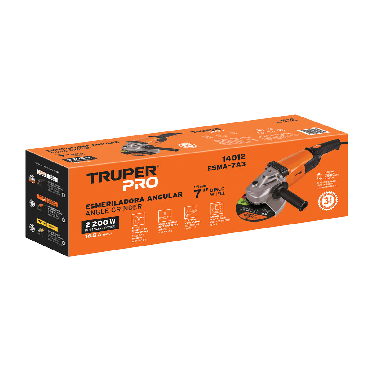 Esmeriladora angular 7' 2200W TRUPER PRO — foto oficial 2