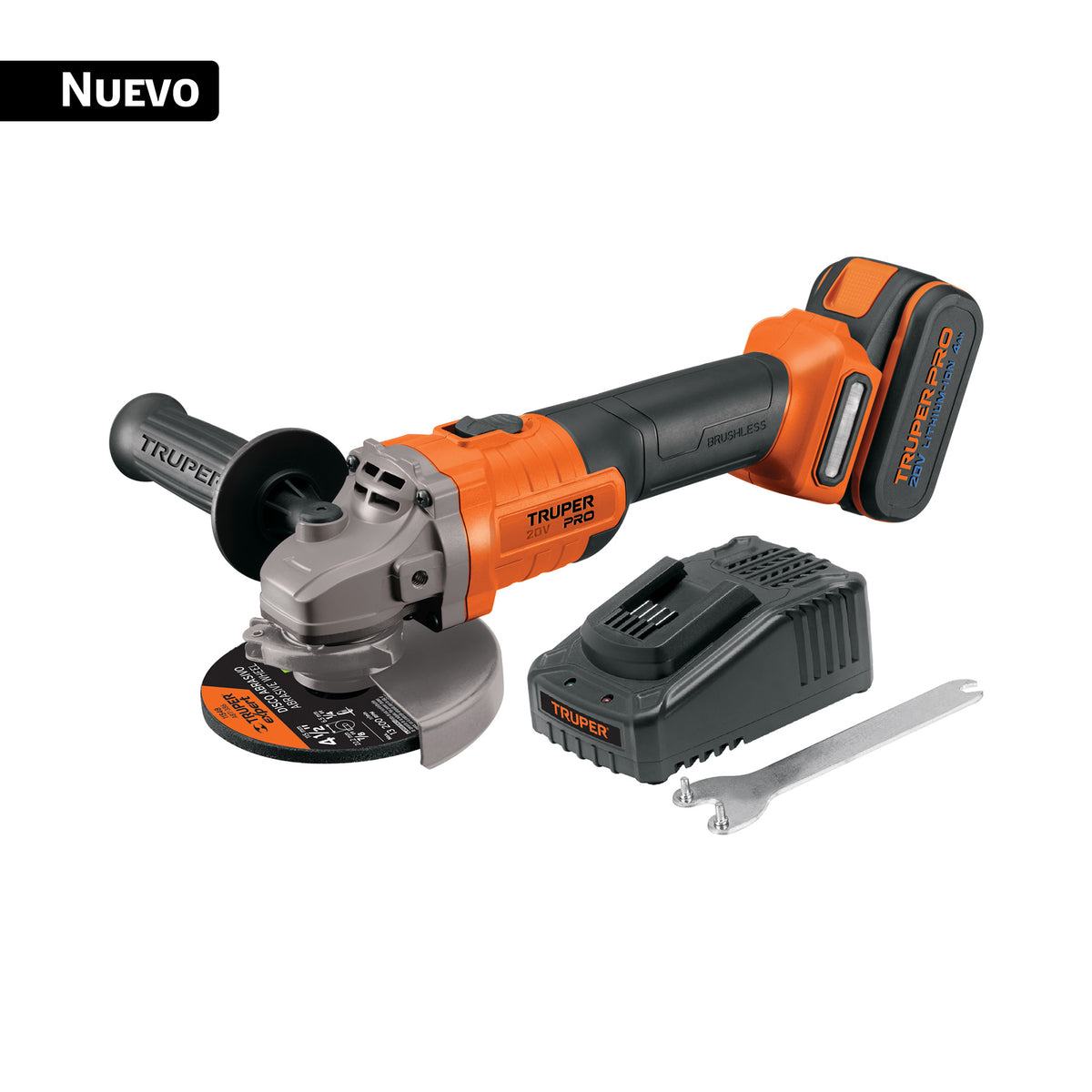 Esmeriladora 4-1/2', 20V, 1 batería 4Ah, TRUPER PRO — foto oficial 1
