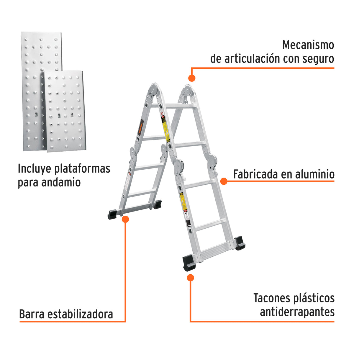 Escalera multiposición 8 peldaños, capacidad 150 kg, TRUPER, Truper, SKU 101905 — vista 3