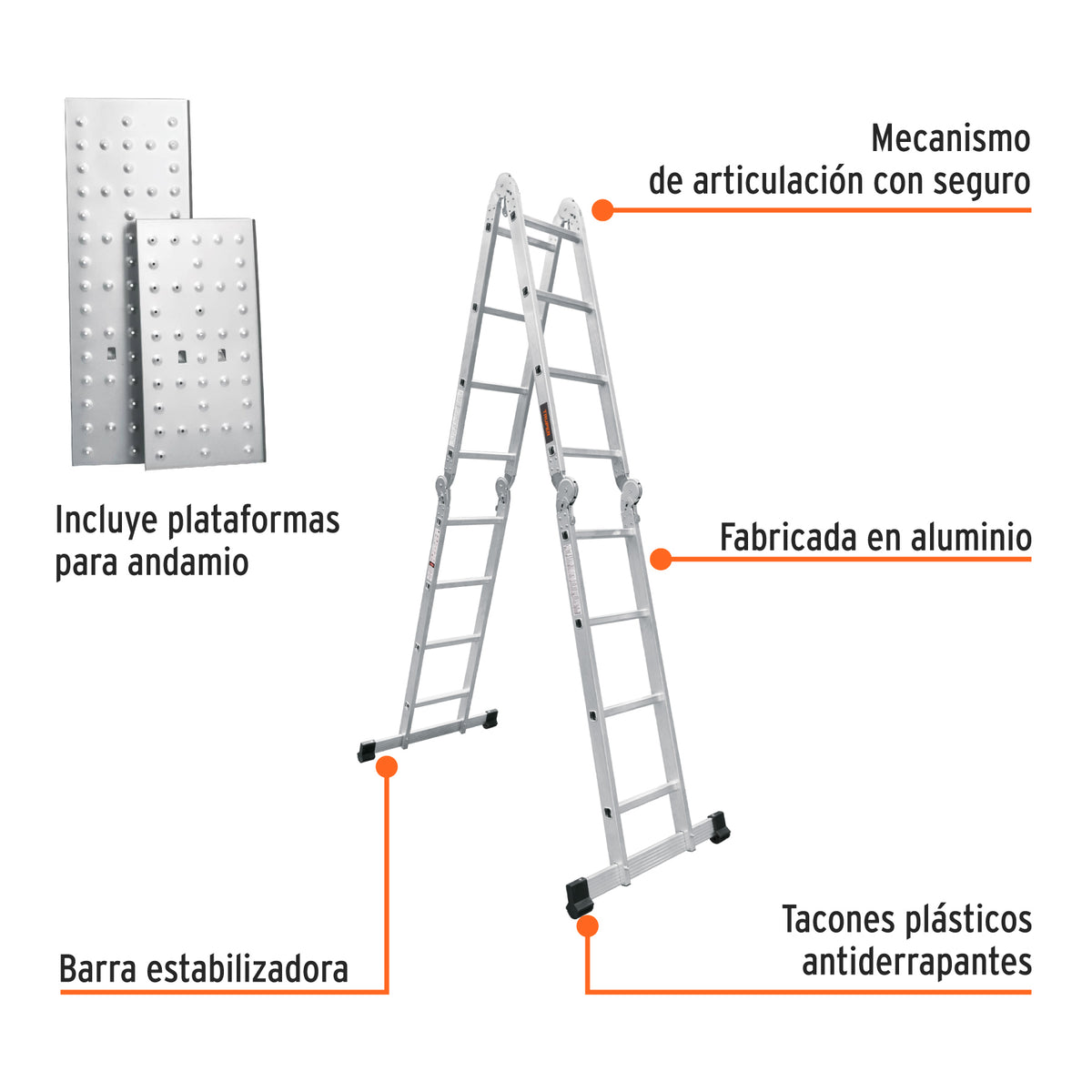 Escalera multiposición 16 peldaños, capacidad 150 kg, TRUPER, Truper, SKU 101906 — vista 3