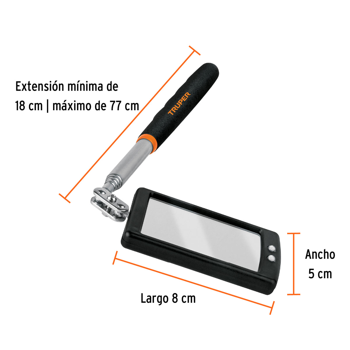 Espejo telescópico con luz LED, 5 x 8 cm, TRUPER, Truper, SKU 101962 — vista 4