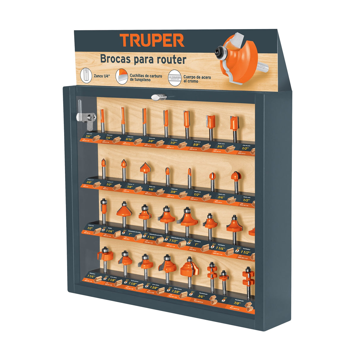 Exhibidor con 30 brocas para router TRUPER — foto oficial 1