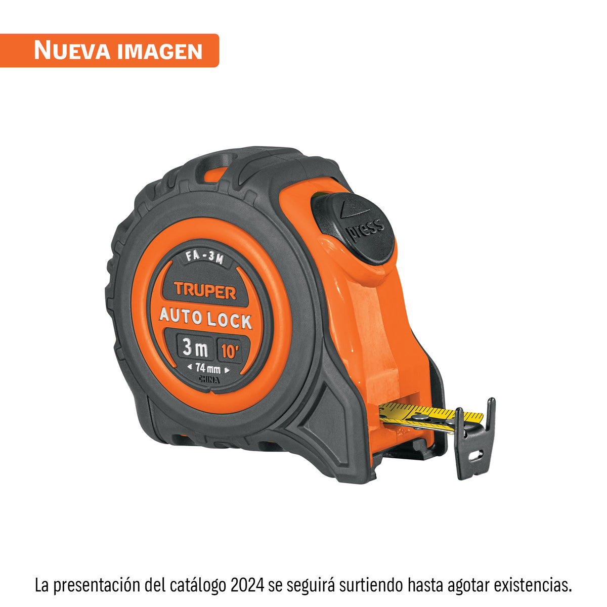 Flexómetro Auto-Lock contra impactos 3 m cinta 16 mm, TRUPER — foto oficial 1