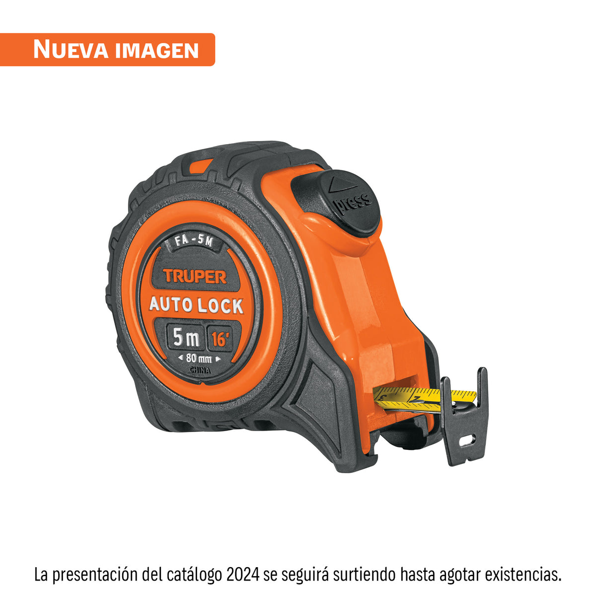 Flexómetro Auto-Lock contra impactos 5 m cinta 19 mm, TRUPER — foto oficial 1