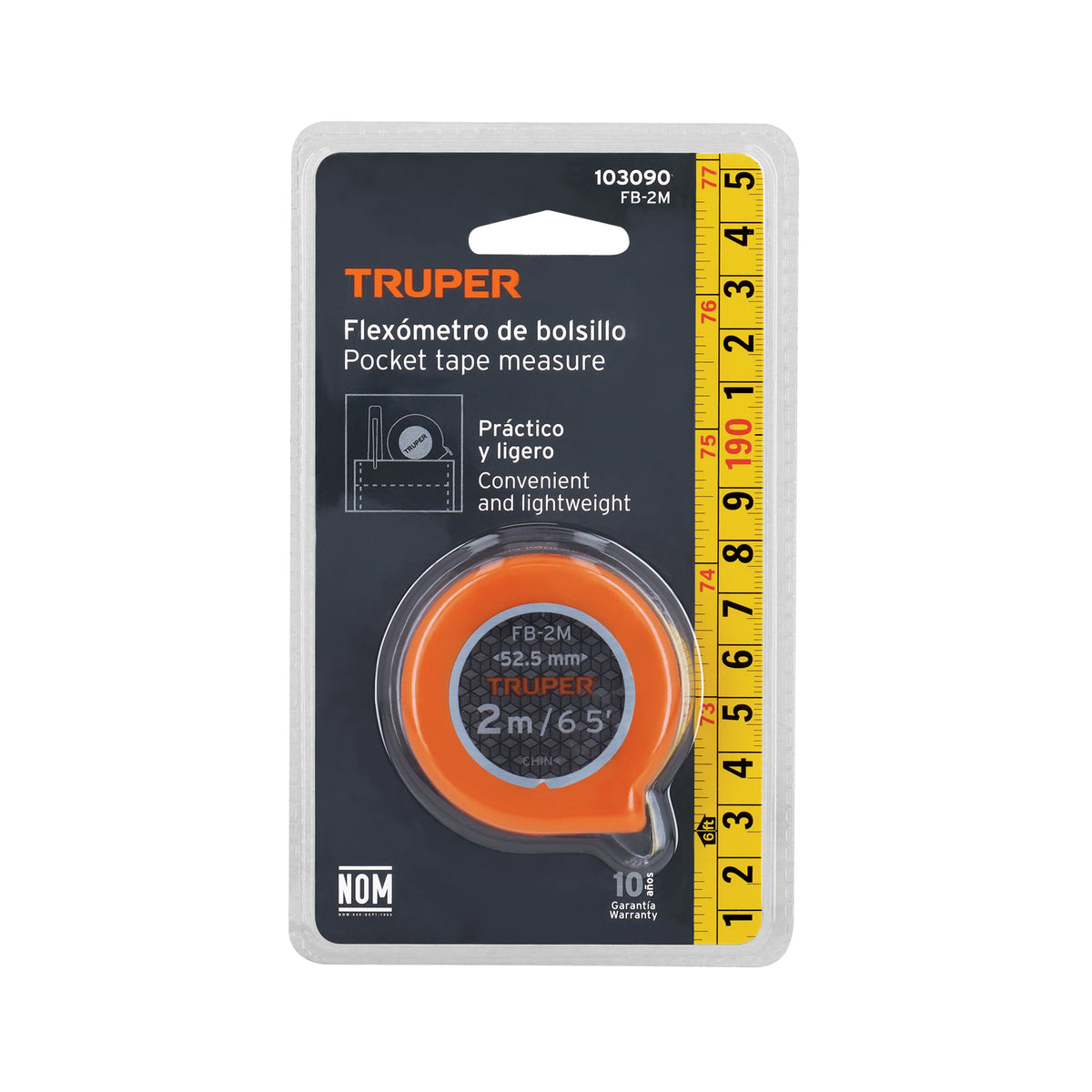 Flexómetro de bolsillo 2 m cinta 13 mm, TRUPER, Truper, SKU 103090 — vista 2