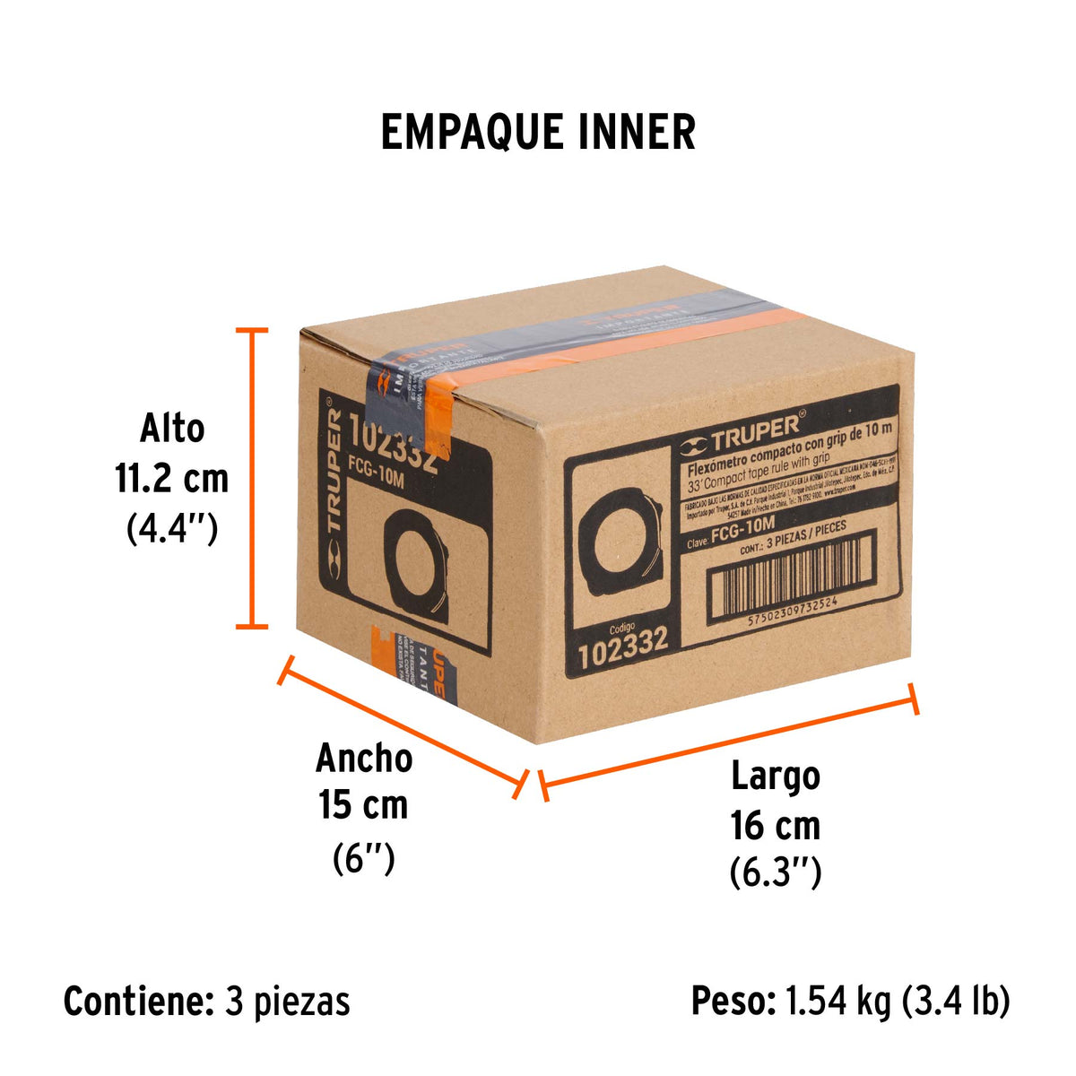 Flexómetro compacto contra impactos 10 m cinta 25 mm, TRUPER, Truper, SKU 102332 — vista 6