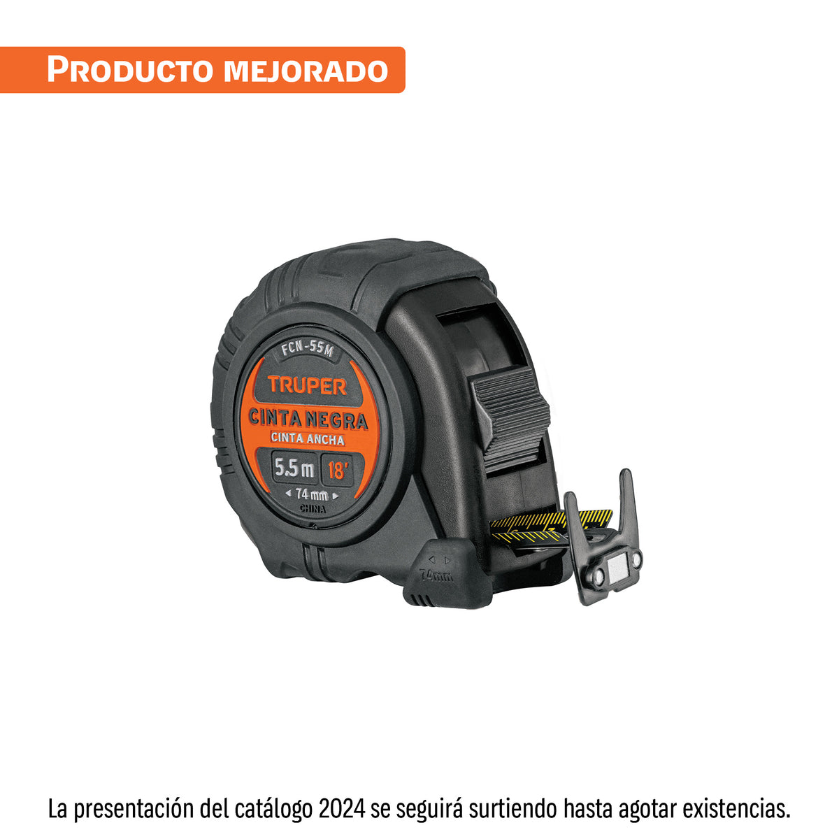 Flexómetro contra impactos 5.5 m, Cinta Negra 25 mm, TRUPER — foto oficial 1