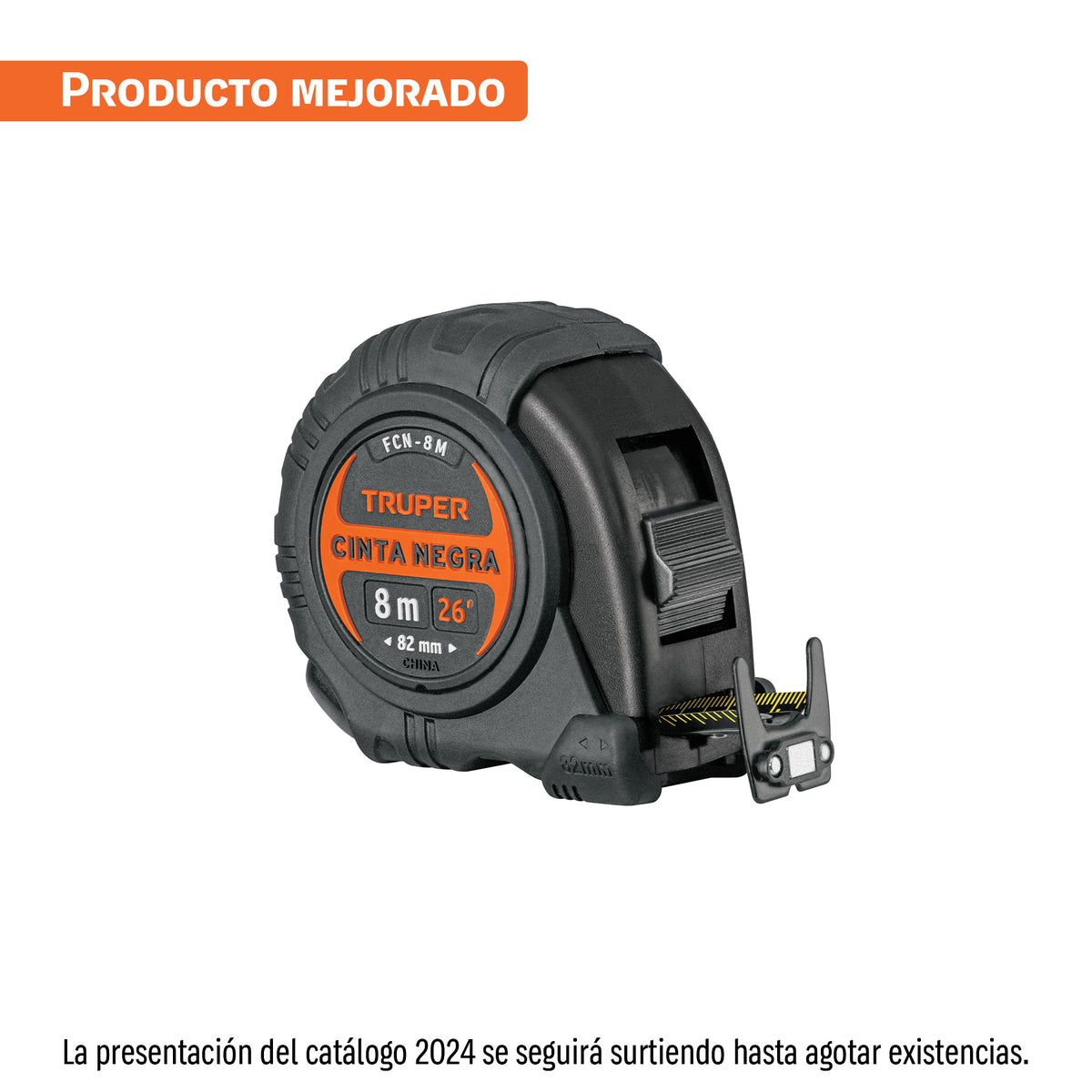 Flexómetro contra impactos 8 m Cinta Negra 25 mm TRUPER — foto oficial 1