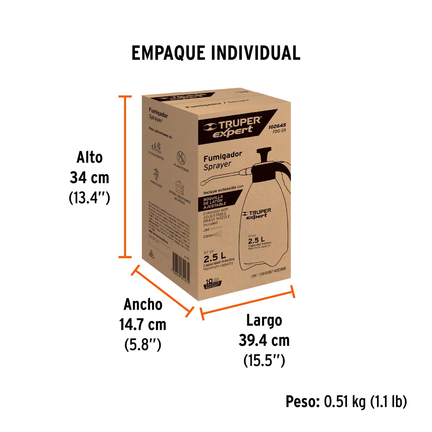 Fumigador doméstico de 2.5 litros, mango ergonómico, EXPERT, Expert, SKU 102645 — vista 5