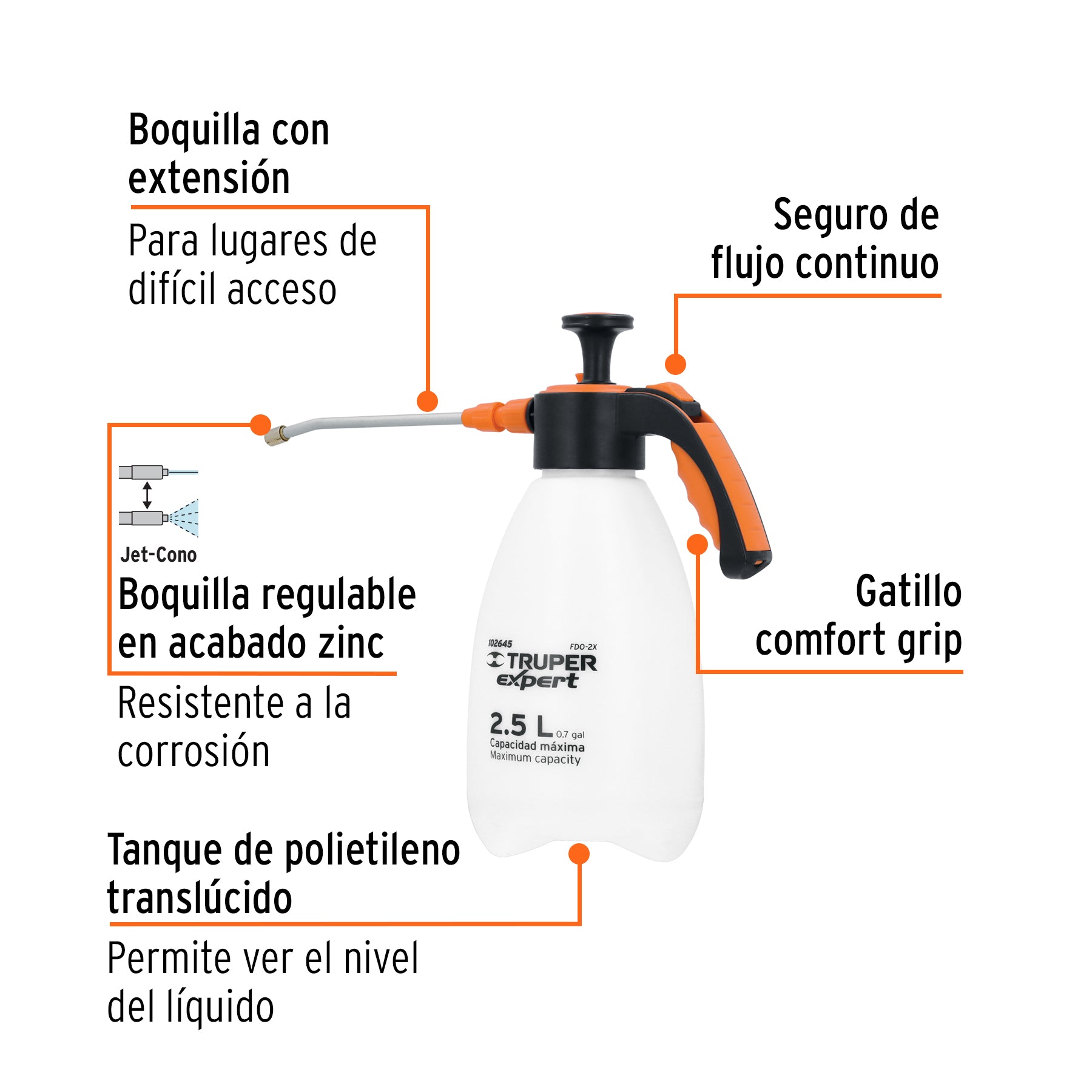 Fumigador doméstico de 2.5 litros, mango ergonómico, EXPERT, Expert, SKU 102645 — vista 3