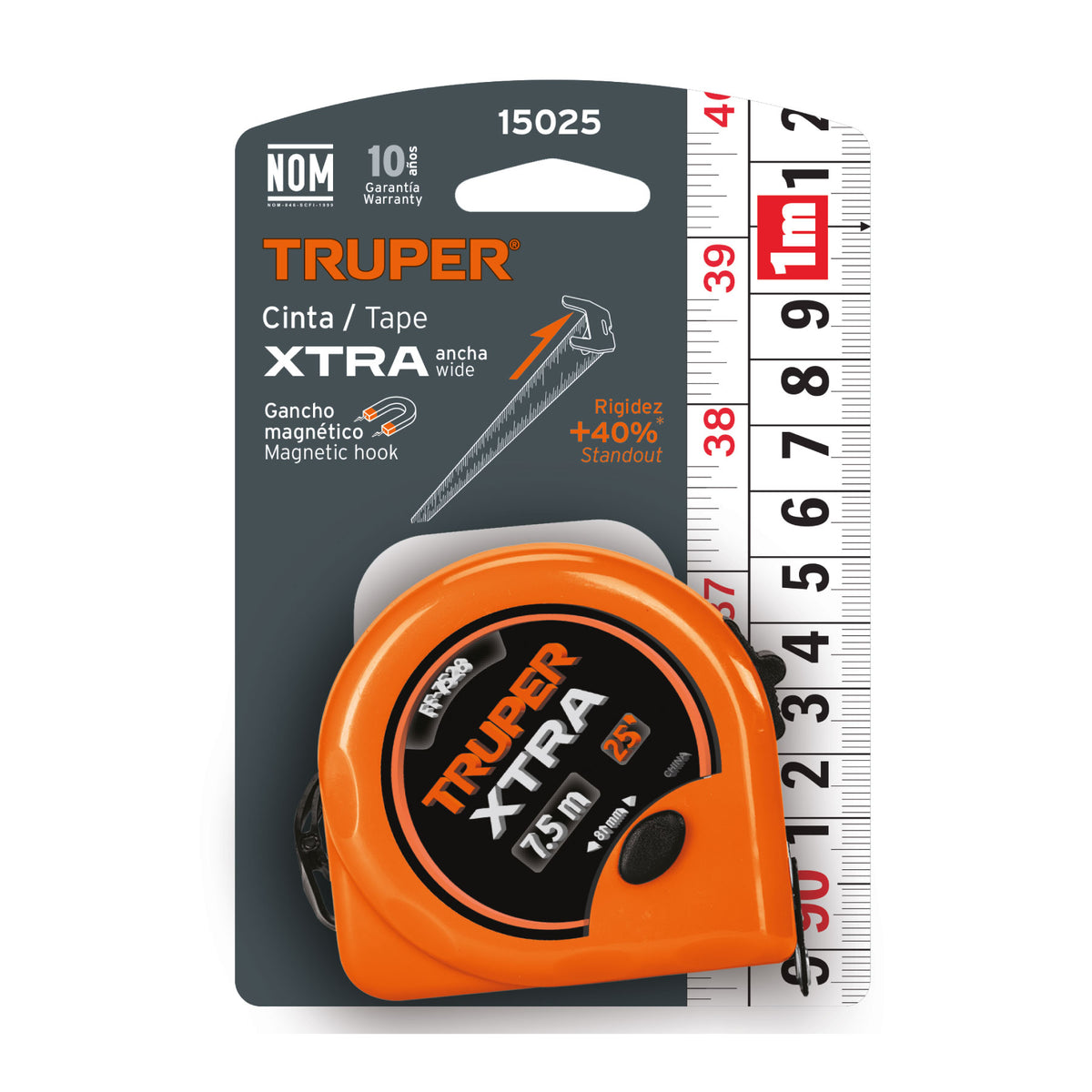 Flexómetro XTRA 7.5 m cinta extra ancha 28 mm TRUPER — foto oficial 2