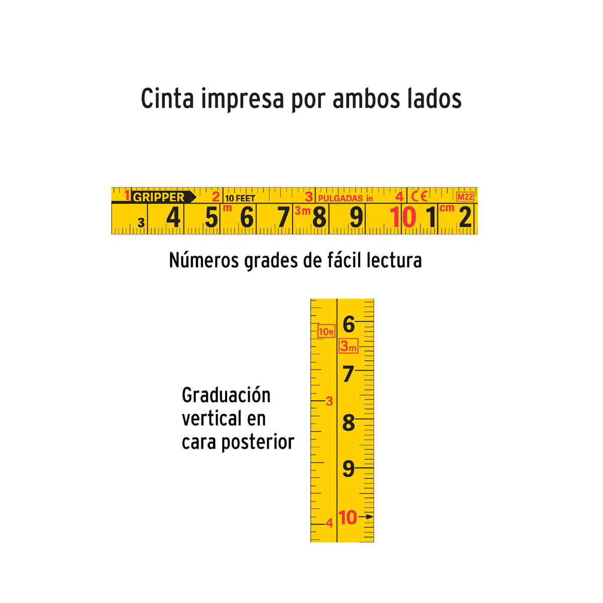 Flexómetro Gripper 3 m cinta 13 mm display box con 24 piezas, Truper, SKU 102663 — vista 3