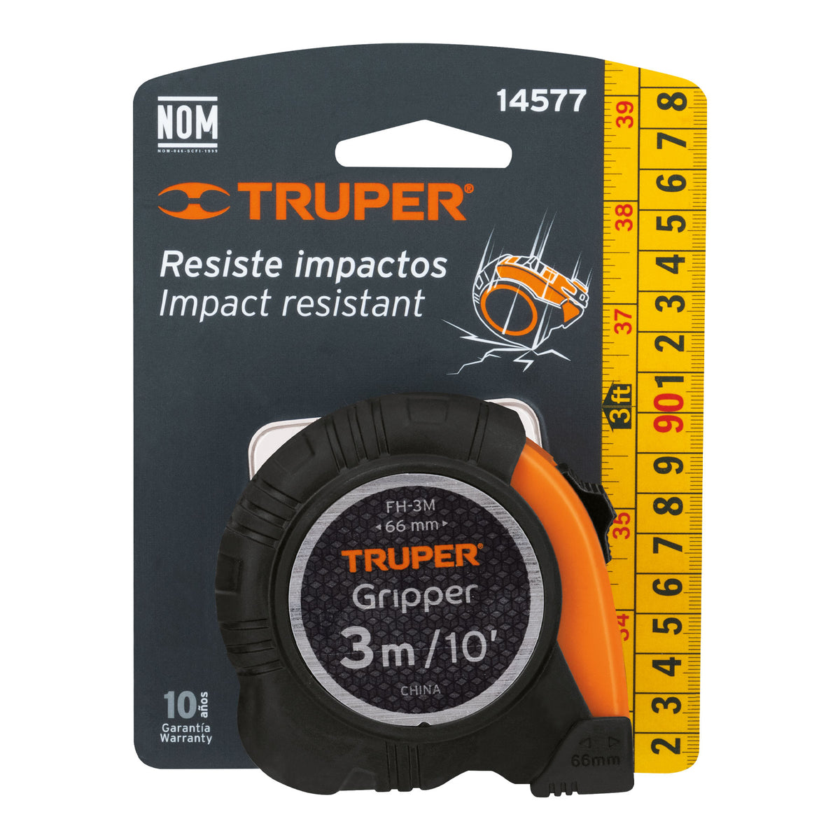 Flexómetro Gripper contra impactos 3 m cinta 13 mm TRUPER — foto oficial 2