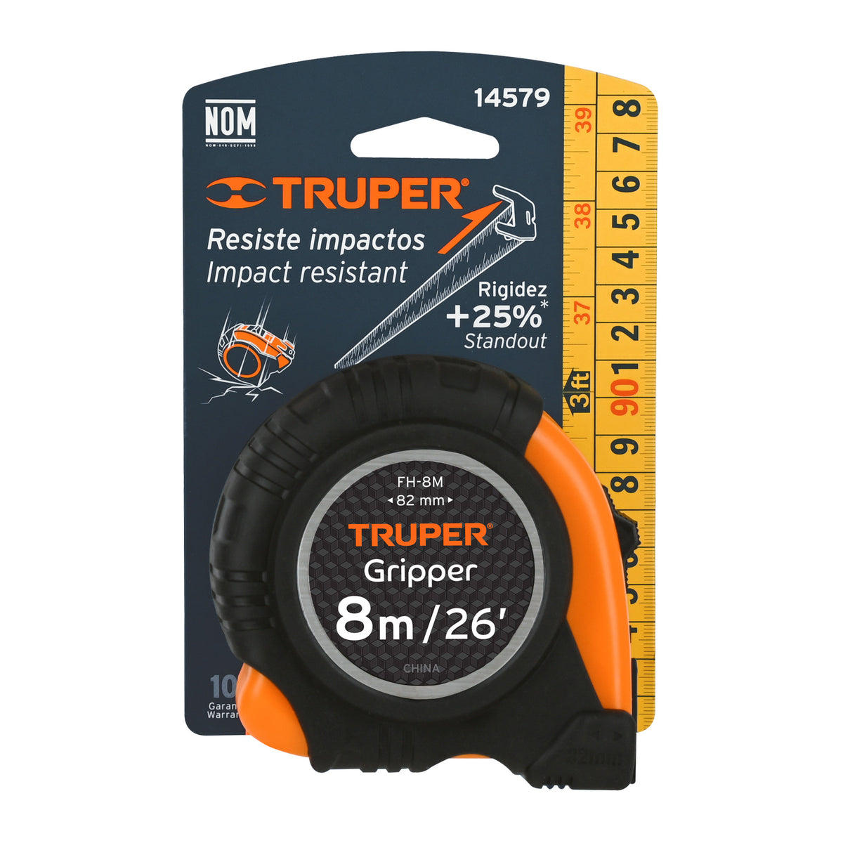 Flexómetro Gripper contra impactos 8 m cinta 25 mm TRUPER — foto oficial 2