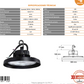 CAMPANA HIGHBAY TISHMAN 100-150-200W (SELECCIONABLE) CON TONO DE LUZ SELECCIONABLE CCT 27000LM 5 AÑOS GARANTIA 100- 277V 40K 50K Y 65K SUPRESOR PICOS 6KVA
