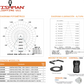 CAMPANA HIGHBAY TISHMAN 100-150-200W (SELECCIONABLE) CON TONO DE LUZ SELECCIONABLE CCT 27000LM 5 AÑOS GARANTIA 100- 277V 40K 50K Y 65K SUPRESOR PICOS 6KVA