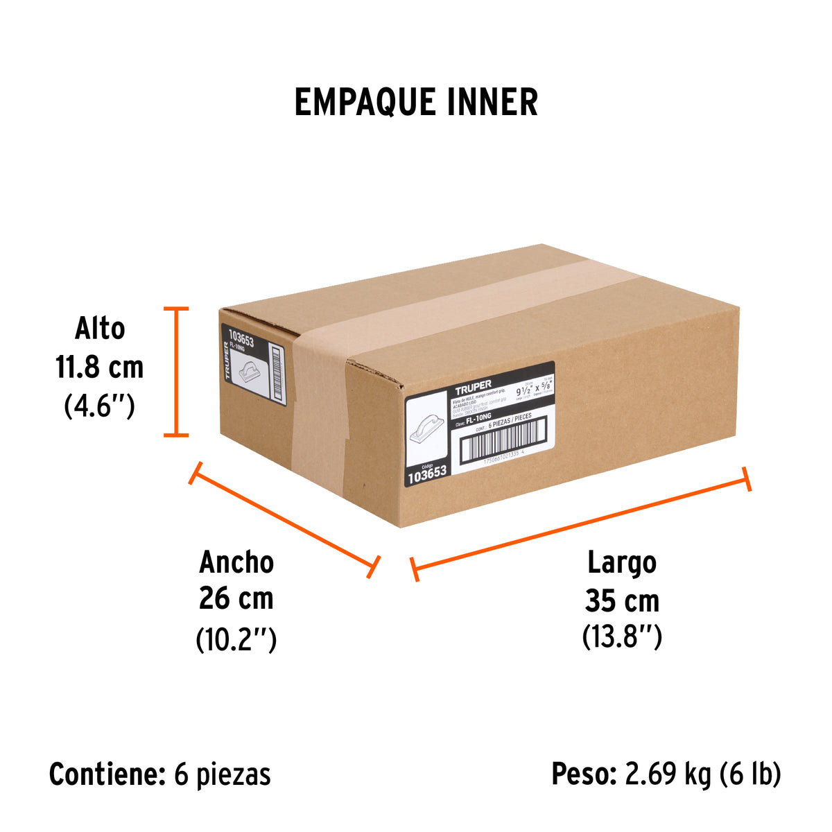 Flota de hule 9 1/2', esp. 5/8', acabado fino, Comfort Grip, Truper, SKU 103653 — vista 6